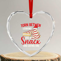 Torn Between Looking Like A Snack Or Eating One Christmas Heart Crystal Glass Ornament Debbies Tree Cake - Wonder Print Shop