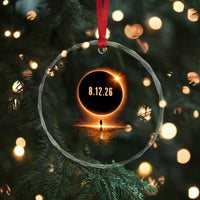 Total Solar Eclipse 2026 Crystal Glass Ornament August 12th Totality Gift