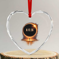 Total Solar Eclipse 2026 Heart Crystal Glass Ornament August 12th Totality Gift