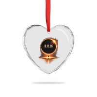 Total Solar Eclipse 2026 Heart Crystal Glass Ornament August 12th Totality Gift