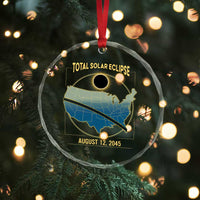 Total Solar Eclipse 2045 Crystal Glass Ornament American Totality Tour Map August 12 - Wonder Print Shop