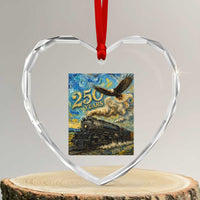 Train USA 250 Year Anniversary 1776 2026 Heart Crystal Glass Ornament Van Gogh Art Steam Locomotive Railroad Starry Night