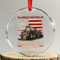 Train USA 250th Anniversary Crystal Glass Ornament American Iron Spirit Steam Locomotive Railroad Train Engine