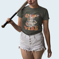 Halloween T Shirt Spooky Vibe Retro Groovy Spooky Boo Ghost Halloween Costume T-Shirt for Halloween lovers, Spooky Season Shirt, Ghosts - Wonder Print Shop