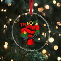 Traoré 2025 Burkina Faso Flag Crystal Glass Ornament Raised Fist Broken Chains - Wonder Print Shop