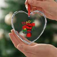 Traoré 2025 Burkina Faso Flag Heart Crystal Glass Ornament Raised Fist Broken Chains - Wonder Print Shop