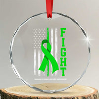 Traumatic Brain Injury Awareness Crystal Glass Ornament Fight TBI American US Flag TS02