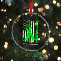Traumatic Brain Injury Awareness Crystal Glass Ornament Fight TBI American US Flag - Wonder Print Shop