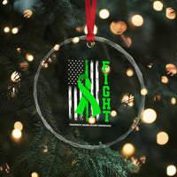 Traumatic Brain Injury Awareness Crystal Glass Ornament Fight TBI American US Flag TS02