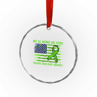 Traumatic Brain Injury Awareness Crystal Glass Ornament Not All Wounds Are Visible TBI Warrior American Flag TS02