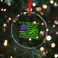 Traumatic Brain Injury Awareness Crystal Glass Ornament Not All Wounds Are Visible TBI Warrior American Flag - Wonder Print Shop