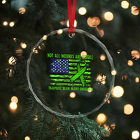Traumatic Brain Injury Awareness Crystal Glass Ornament Not All Wounds Are Visible TBI Warrior American Flag TS02