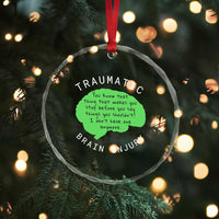 Traumatic Brain Injury Awareness Crystal Glass Ornament TBI Support TS02