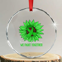 Traumatic Brain Injury Awareness Crystal Glass Ornament TBI We Fight Together Green Sunflower TS02