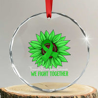 Traumatic Brain Injury Awareness Crystal Glass Ornament TBI We Fight Together Green Sunflower - Wonder Print Shop