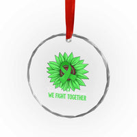 Traumatic Brain Injury Awareness Crystal Glass Ornament TBI We Fight Together Green Sunflower TS02