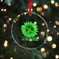 Traumatic Brain Injury Awareness Crystal Glass Ornament TBI We Fight Together Green Sunflower TS02