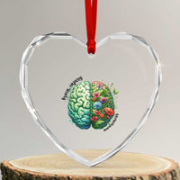 Traumatic Brain Injury Awareness Heart Crystal Glass Ornament TBI Warrior Green Floral Brain - Wonder Print Shop