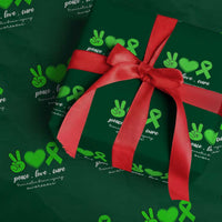 Traumatic Brain Injury Awareness Wrapping Paper Roll Peace Love Cure TBI Warrior - Wonder Print Shop