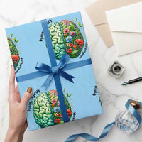 Traumatic Brain Injury Awareness Wrapping Paper Roll TBI Warrior Green Floral Brain - Wonder Print Shop