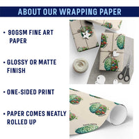 Traumatic Brain Injury Awareness Wrapping Paper Roll TBI Warrior Green Floral Brain - Wonder Print Shop
