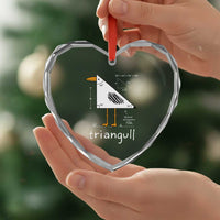 Triangull Triangle Seagull Bird Pun Heart Crystal Glass Ornament Funny Math Teacher Joke Humor
