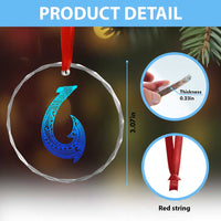 Tribal Makau Hawaiian Fish Hook Pacific Islander Hawaiian Crystal Glass Ornament