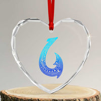 Tribal Makau Hawaiian Fish Hook Pacific Islander Hawaiian Heart Crystal Glass Ornament