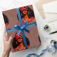 Trinidad and Tobago Afro Girl Wrapping Paper Roll Trini Black Queen Caribbean Pride Heritage Gift