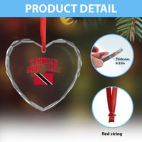 Trinidad And Tobago Athletic Throwback Design Heart Crystal Glass Ornament Vintage Trinidadian Flag