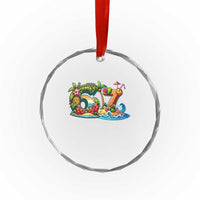 Tropical Beach Six Seven Crystal Glass Ornament Summer Island Vacation Graphic