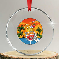 Tropical Skeleton Summerween Crystal Glass Ornament Beach Cocktail Vacation
