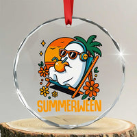 Tropical Summerween Boo Sheet Crystal Glass Ornament Funny Ghost Halloween Summer Beach Vibes TS02