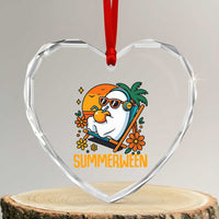 Tropical Summerween Boo Sheet Heart Crystal Glass Ornament Funny Ghost Halloween Summer Beach Vibes - Wonder Print Shop