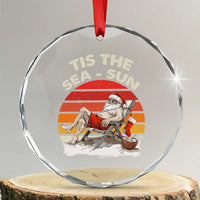 Tropical Xmas Crystal Glass Ornament Tis The Sea Sun Santa At The Beach TS09