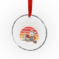 Tropical Xmas Crystal Glass Ornament Tis The Sea Sun Santa At The Beach TS09