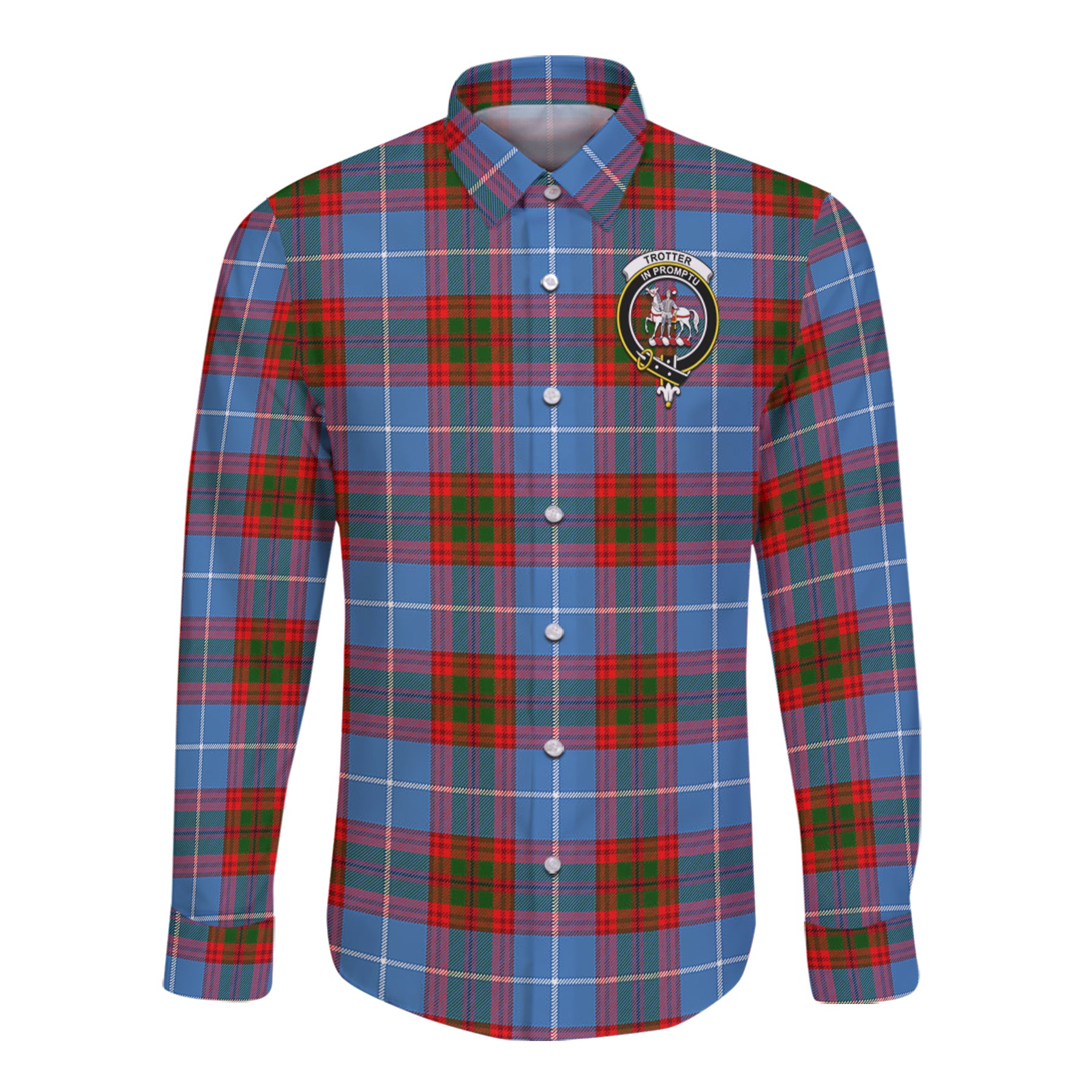 Trotter Tartan Long Sleeve Button Up Shirt with Scottish Family Crest K23