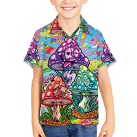 Hippie Mushroom Colorful Hippie Happy Life Hawaiian Shirt - Wonder Print Shop