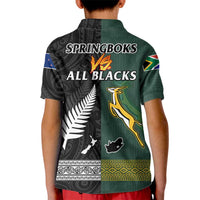 South Africa Protea and New Zealand Fern Polo Shirt Rugby Go Springboks vs All Black LT13
