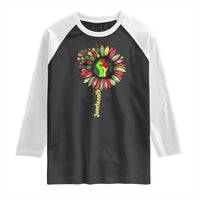 Juneteenth Raglan Shirt Sunflower with Raised Fist Black History African American