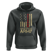 Patriotic U.S. Army Veteran Hoodie Vintage Red Line American Flag Military