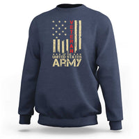 Patriotic U.S. Army Veteran Sweatshirt Vintage Red Line American Flag Military - Wonder Print Shop