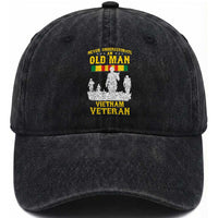 Never Underestimate an Old Man Vietnam Veteran Washed Cotton Baseball Cap Patriotic Military Gift