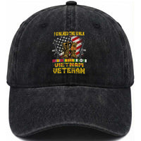 Vietnam Veteran Washed Cotton Baseball Cap US Flag & Combat Boots Patriotic Design