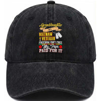 Proud Granddaughter of a Vietnam Veteran Washed Cotton Baseball Cap - Freedom Isn't Free, Patriotic Gift