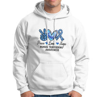 Human Trafficking Awareness Hoodie Peace Love Hope - Wonder Print Shop