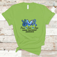 Human Trafficking Awareness T Shirt Peace Love Hope - Wonder Print Shop