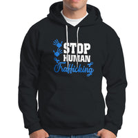 Stop Human Trafficking Hoodie with Blue Ribbon - Wonder Print Shop