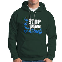 Stop Human Trafficking Hoodie with Blue Ribbon - Wonder Print Shop