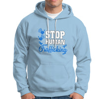 Stop Human Trafficking Hoodie with Blue Ribbon - Wonder Print Shop